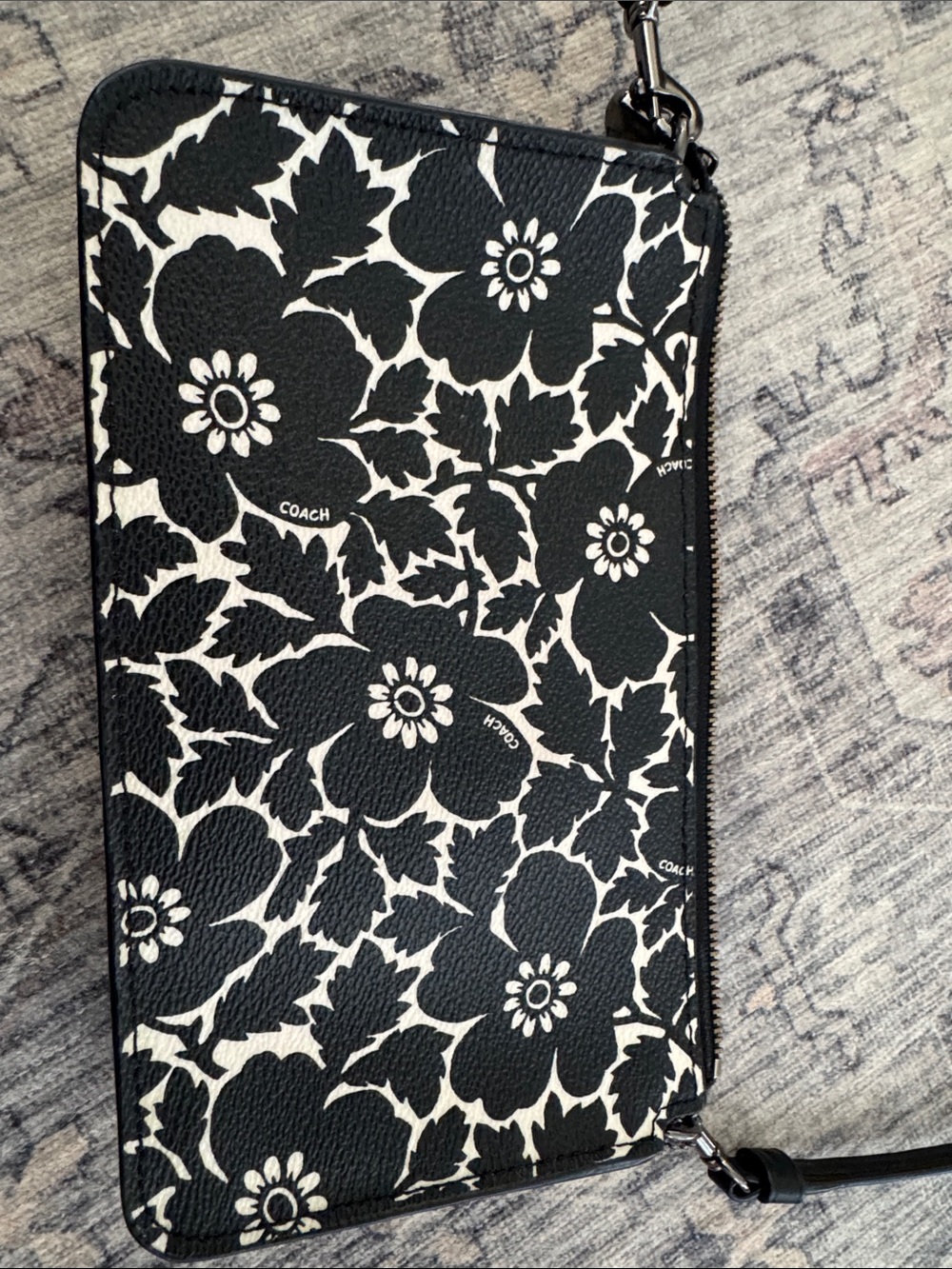 Coach Black and White Floral Crossbody with Pink Accent - Picture 7 of 7